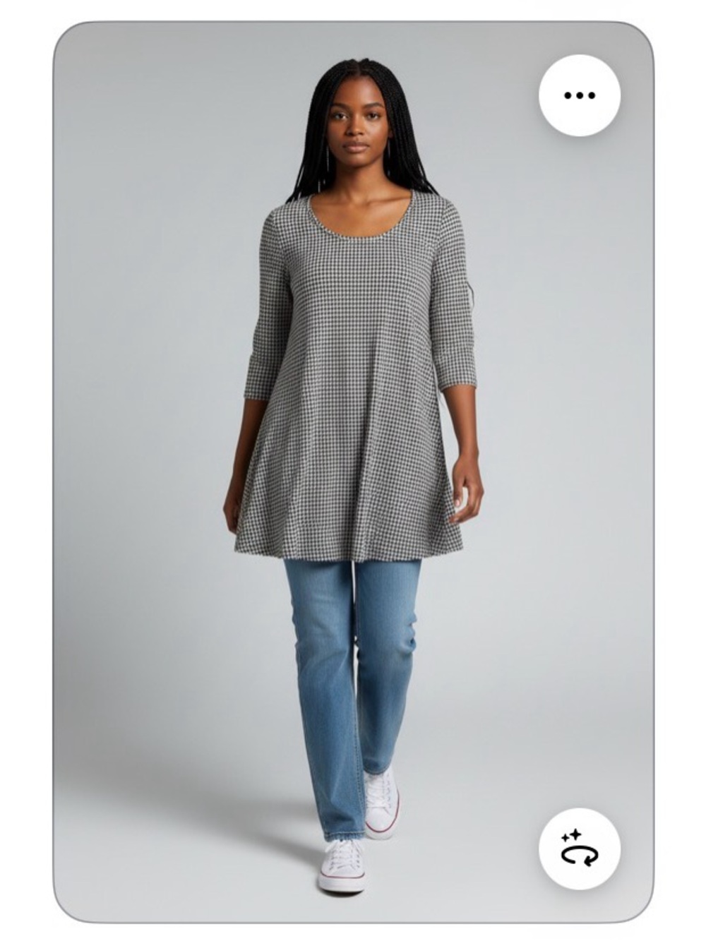 Chaus Black & White Houndstooth Scoop Neck Swing Tunic